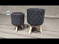 手工 に 彫ら れ た 仕上げ の 優雅 な 粘土 繊維 の 植樹 器