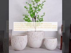 中性ベージュ 丸い繊維粘土の植樹 蜂巣構造のパターン 軽量 耐久性 低保守性 花盆 休日 ビラ ホテル ショッピングモール オフィス 装飾 庭園 景観設計 プロジェクト