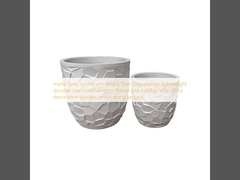 マットグレーの丸い壺型ファイバークレイプランター 軽量で耐久性があり、メンテナンスが容易な植木鉢 ホリデーヴィラ オフィス装飾 庭の造園プロジェクト