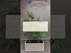 独特の白い花瓶: 特徴的な水平な積み重ねのリングのテクスチャ 立方形繊維粘土の植樹 軽量 耐久性 休日 ビラ オフィス装飾 屋根上の庭園 景観設計プロジェクト