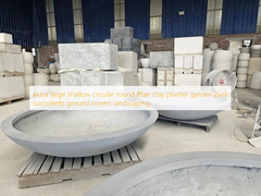 特大浅型円形ファイバークレイプランター 庭 公園 多肉植物 グランドカバー 植栽