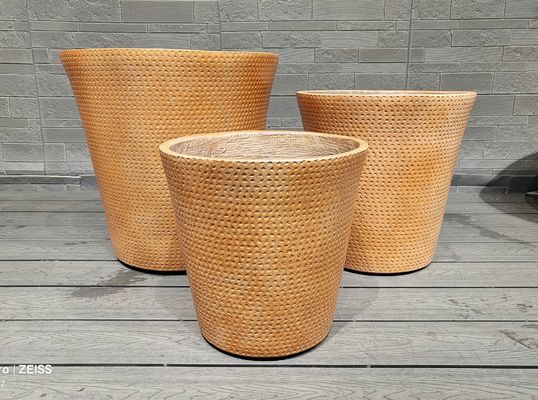 購入 ミニ織物 暖かみのあるアースブラウンのトーン テクスチャードドット柄 丸い繊維のクレイポット online manufacture