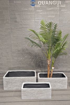 購入 モダンでスタイリッシュな長方形のファイバークレイ植木鉢、耐久性のある屋内/屋外プランター、大きな緑の床置き、ショッピングモール用 online manufacture