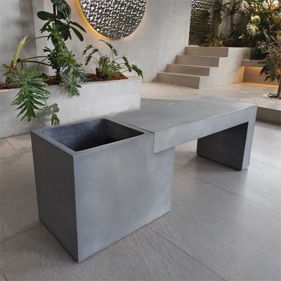 直角型GRC コンクリートパティオテーブル 庭家具 屋外 コンクリートベンチ