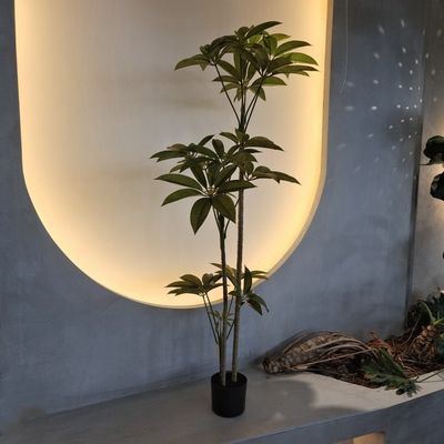紫外線保護付き 活気のある150cm Schefflera 偽造植物 室内装飾用 人工フェルン木 人工植物