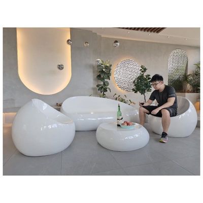 白色 繊維ガラス テーブルチェア セット 4pcs 家具 全セット ソファーチェア