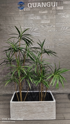 ユニークな白い植木鉢 水平積み重ねリング 長方形ファイバークレイ 庭園 ランドスケーププロジェクト