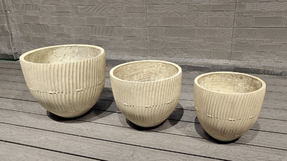 温かい天然ベージュ リズム的な触覚パターン 丸い繊維粘土の植樹家 玄関のプロジェクト